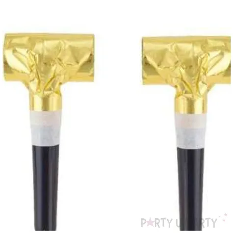 gwizdki papierowe trabki zlote godan 4 szt