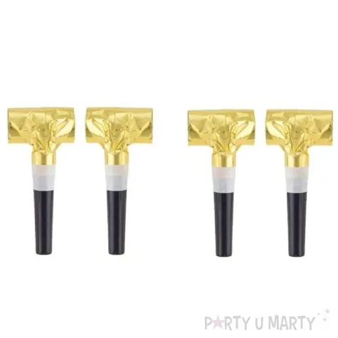 gwizdki papierowe trabki zlote godan 4 szt