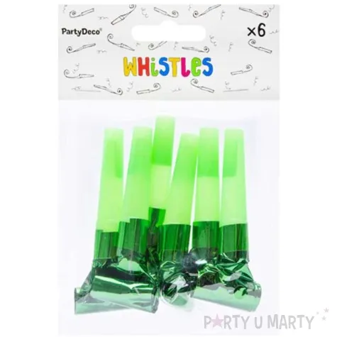 gwizdki zielony 6 szt partydeco