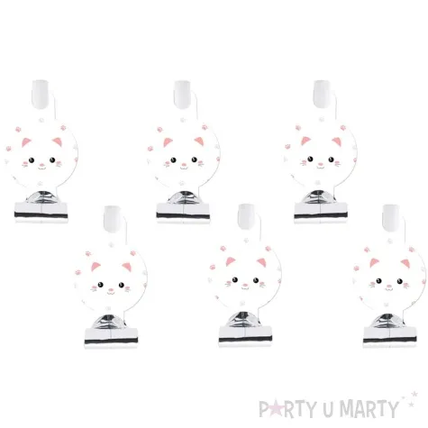 gwizdki zwijane slodki kotek srebrny bialy congee 6 szt