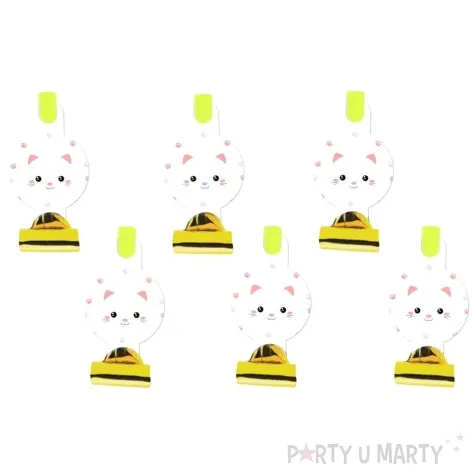 gwizdki zwijane slodki kotek zloty bialy congee 6 szt