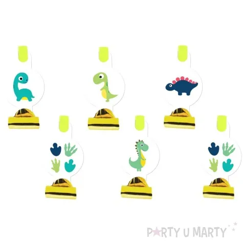 gwizdki zwijane wesole dinozaury zloty congee 6 szt