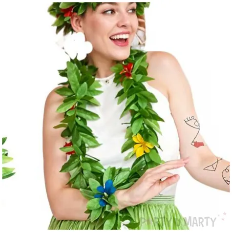 hawajski zestaw aloha na karnawal dodatki do stroju kwiatowy naszyjnik opaska bransoletki