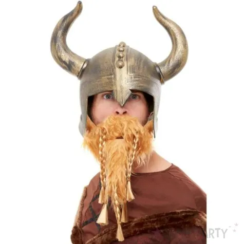 helm z rogami wiking z broda zloty smiffys