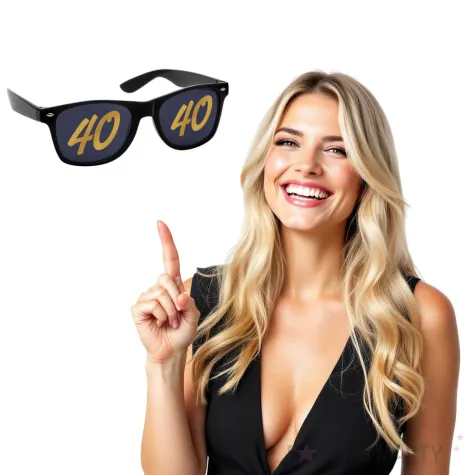 imprezowe okulary na czterdziestke czarne ze zlota liczba 40