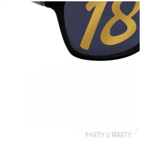 imprezowe okulary na osiemnastke czarne ze zlota liczba 18