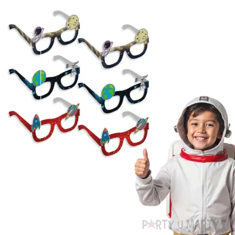 imprezowe okulary papierowe na urodziny dzien dziecka kosmos rakieta astronauta 6 szt