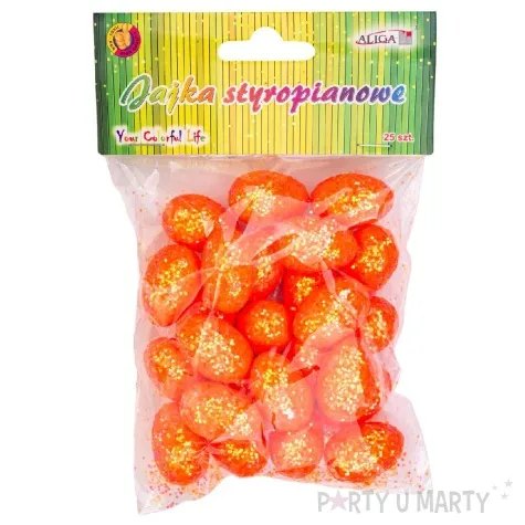 jajka styropianowe brokatowe pomaranczowy aliga 3 cm 25 szt