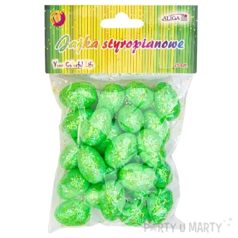 jajka styropianowe brokatowe zielony aliga 3 cm 25 szt