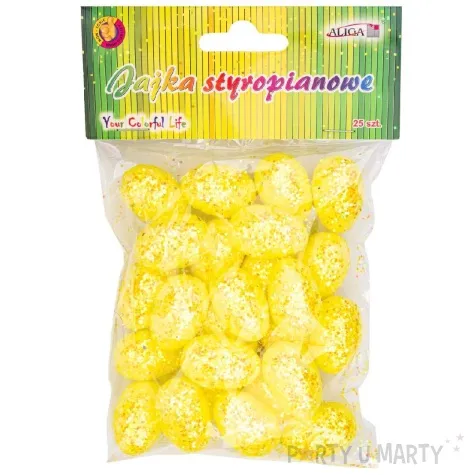 jajka styropianowe brokatowe zolty aliga 3 cm 25 szt