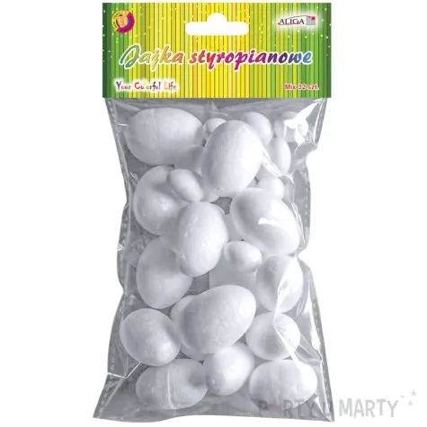 jajka styropianowe gladkie mix bialy aliga 32 szt