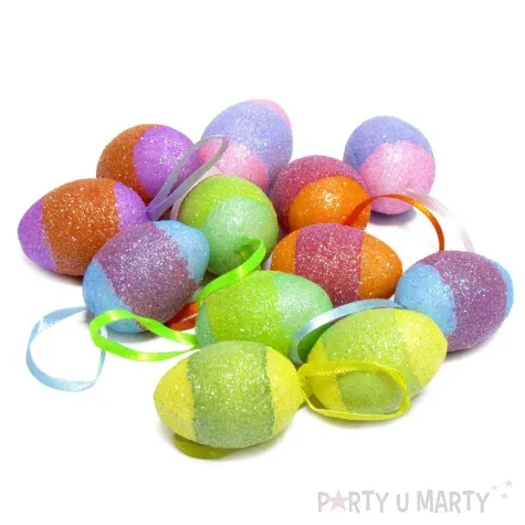 jajka zawieszki brokatowe pisanki pasek arpex 4 cm 12 szt