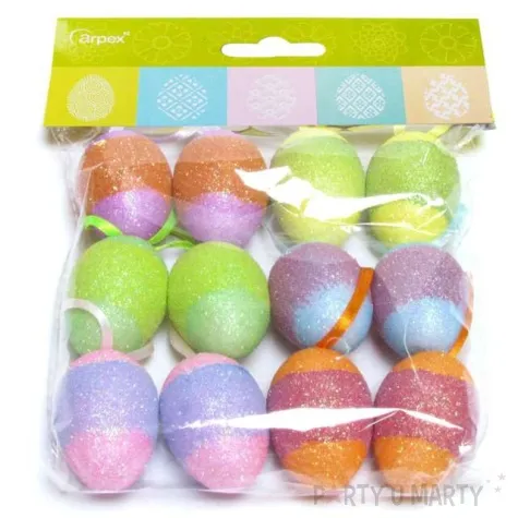 jajka zawieszki brokatowe pisanki w pasy arpex 4 cm 12 szt
