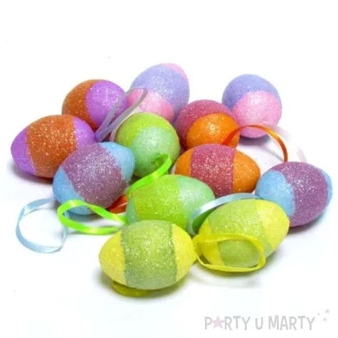 jajka zawieszki brokatowe pisanki w pasy arpex 4 cm 12 szt