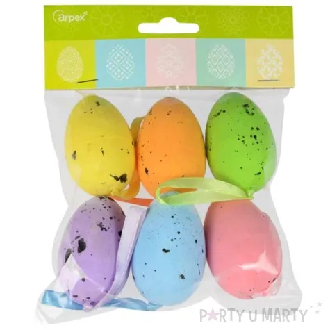 jajka zawieszki nakrapiane kolorowe arpex 6 cm 6 szt
