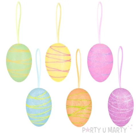 jajka zawieszki pisanki paski partypal 6 szt
