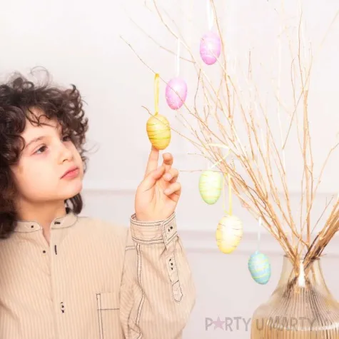 jajka zawieszki pisanki paski partypal 6 szt