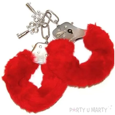 kajdanki party sexy futerko czerwone kraszek