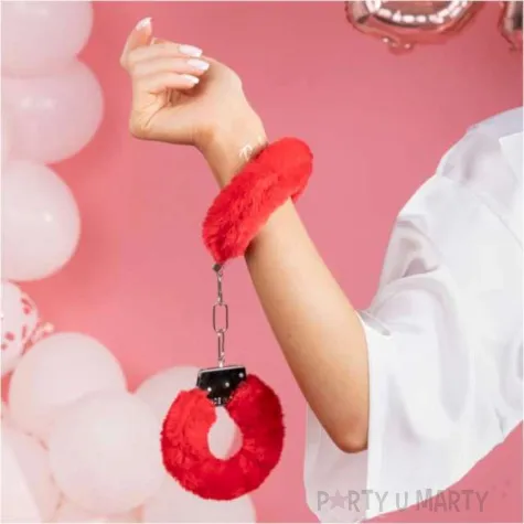 kajdanki party sexy futerko czerwony funnyfashion