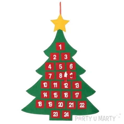 kalendarz adwentowy choinka z laska guirca 70 cm