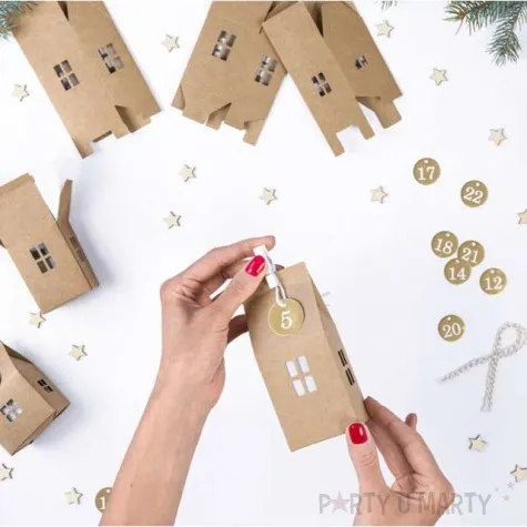 kalendarz adwentowy diy domki kraft partydeco
