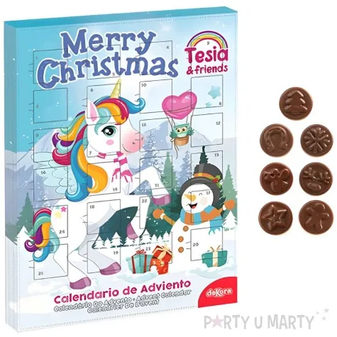 kalendarz adwentowy jednorozec z czekoladkami dekora