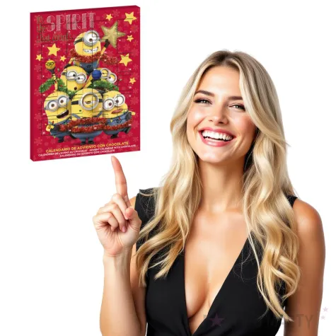 kalendarz adwentowy minionki z czekoladkami czerwony dekora