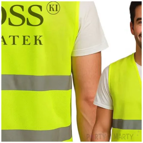 kamizelka odblaskowa ze smiesznym nadrukiem z napisem bosski 40 latek na prezent