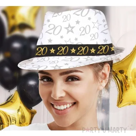 kapelusz 20 urodziny fedora bialy guirca