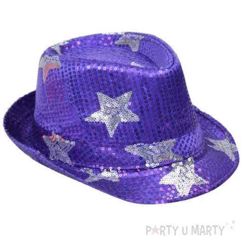 kapelusz cekiny gwiazda fioletowy arpex