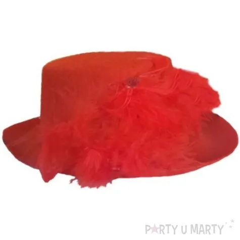 kapelusz cylinder damski retro z piorami partytino