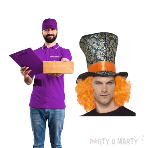 kapelusz cylinder kapelusznika z wlosami zdobiony smiffys