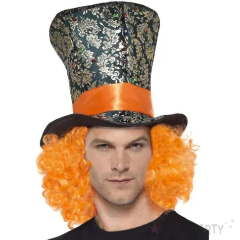 kapelusz cylinder kapelusznika z wlosami zdobiony smiffys