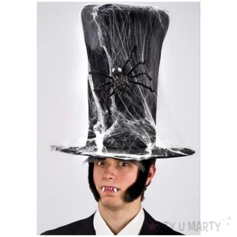 kapelusz cylinder wysoki pajeczyna i pajak czarny carnival toys 40 cm