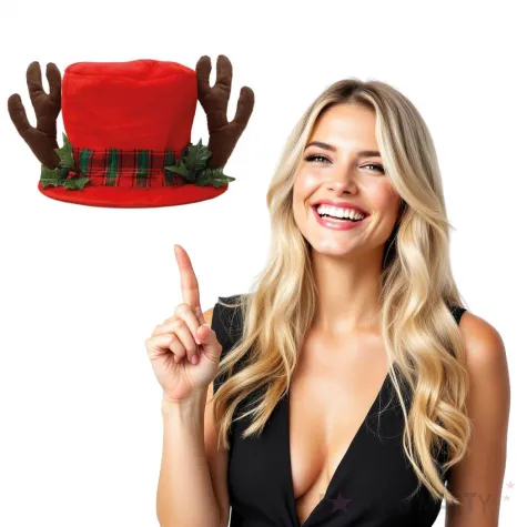 kapelusz cylinder z rogami renifera czerwony guirca