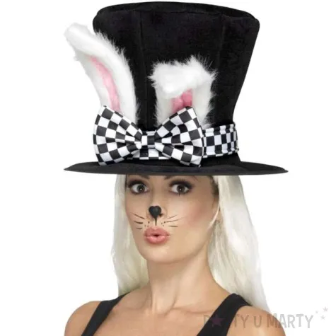 kapelusz cylinder z uszkami czarny bialy smiffys