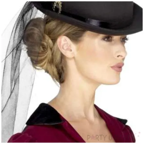 kapelusz cylinder z woalem czarny smiffys