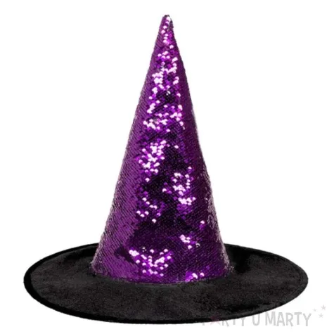 kapelusz czarownica boland fioletowy srebrny