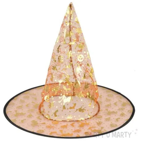 kapelusz czarownica brokatowy pomaranczowa guirca