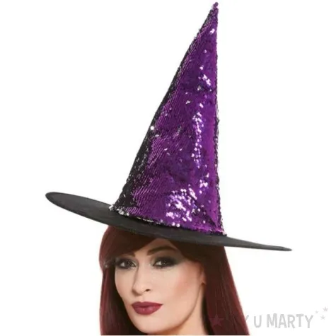 kapelusz czarownica cekinowa fioletowy smiffys