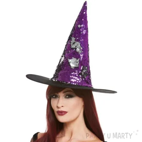 kapelusz czarownica cekinowa fioletowy smiffys