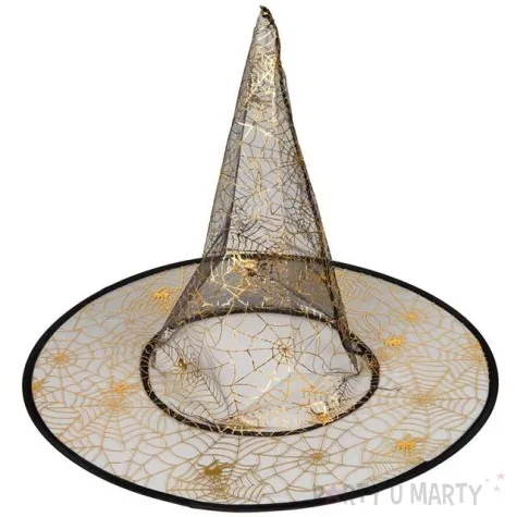 kapelusz czarownica pajeczyna przezroczysty zloty czakos