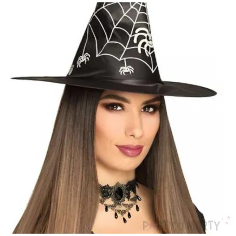 kapelusz czarownica pajeczyny czarny boland