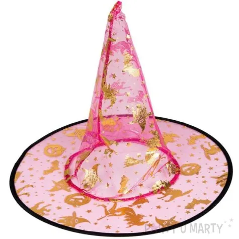 kapelusz czarownica przezroczysty amarantowy czakos