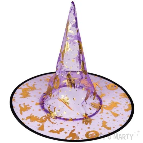kapelusz czarownica przezroczysty fioletowy czakos