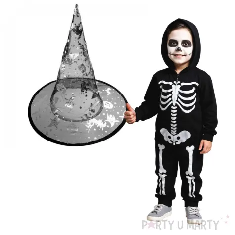 kapelusz czarownica srebrny kraszek