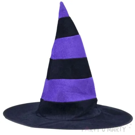kapelusz czarownica welurowa w paski czarno fioletowy arpex