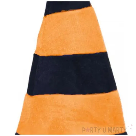 kapelusz czarownica welurowa w paski czarno pomaranczowy arpex