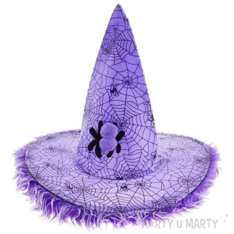 kapelusz czarownica z pajakiem fioletowy