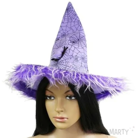 kapelusz czarownica z pajakiem fioletowy